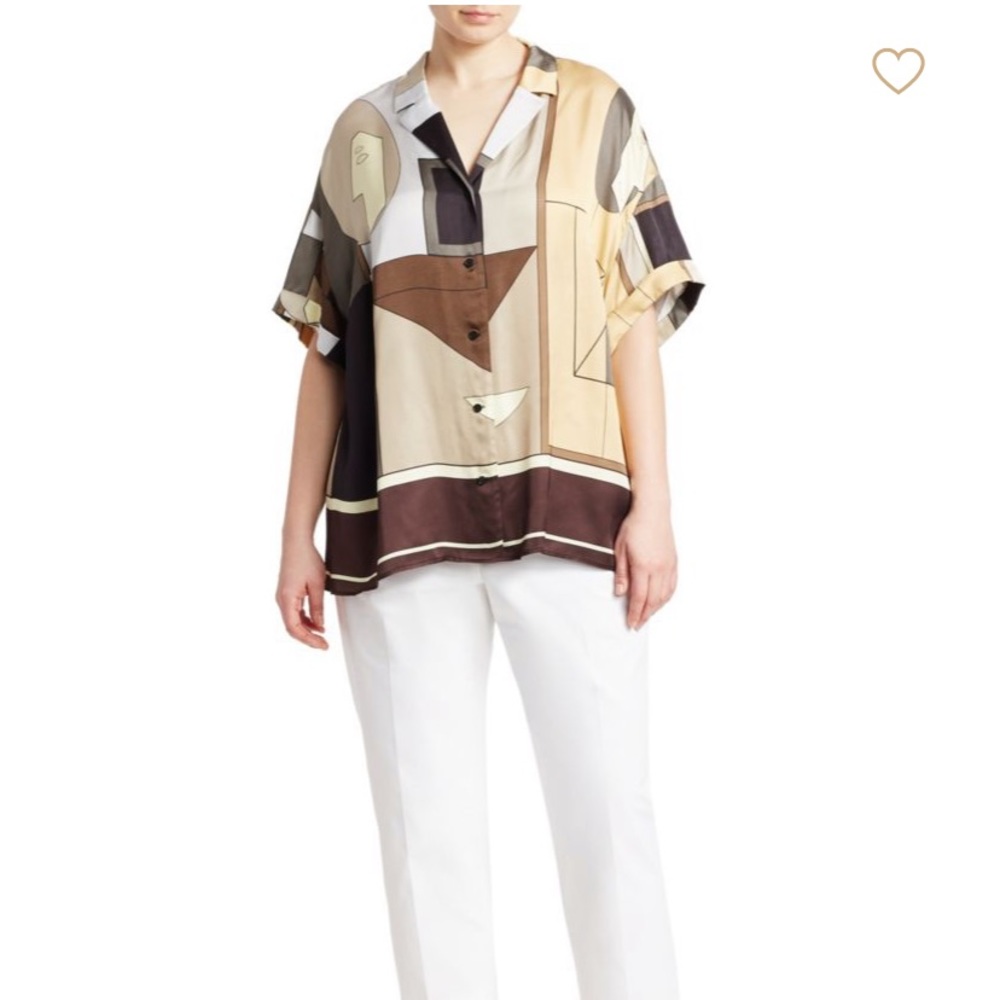 Lafayette 148 Beatrice Silk Button Down Top